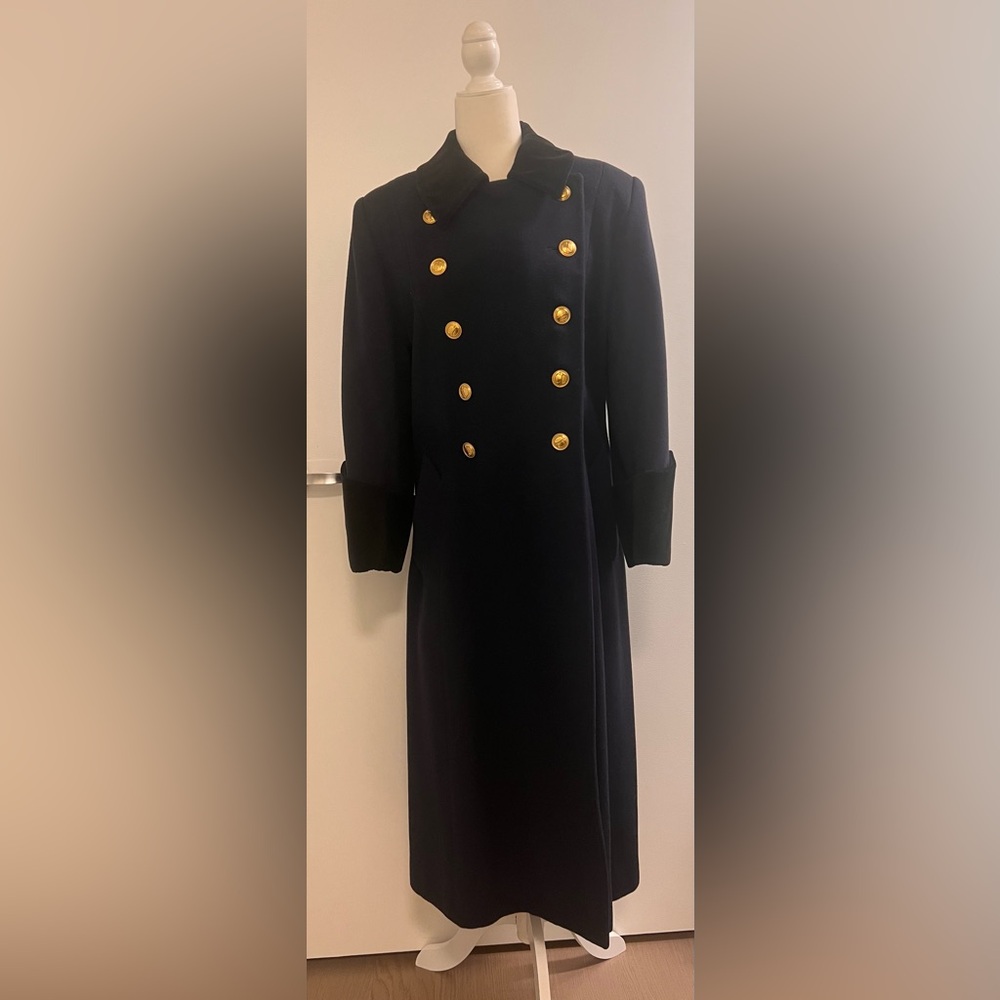 Dior Navy Pea Coat with Gold Buttons
